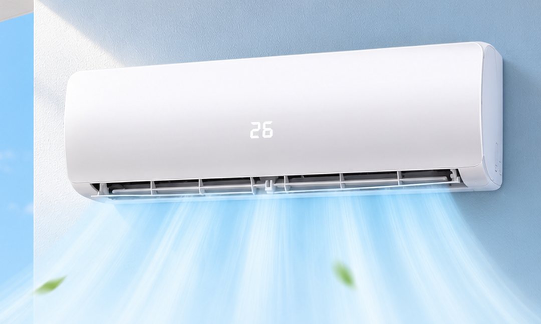 Wall-mounted hydronic fan coil unit delivering cooled air