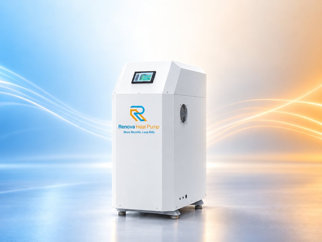 Renova ground source heat pump, front view with touchscreen controller
